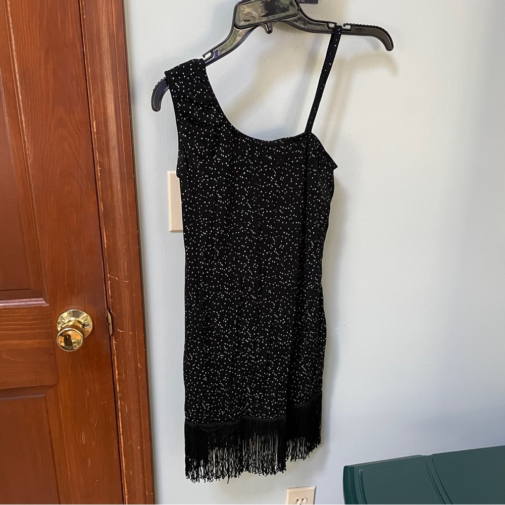 Wolff Fording Dance Black Glitter Halloween Fringe Sparkled Costume Size Medium